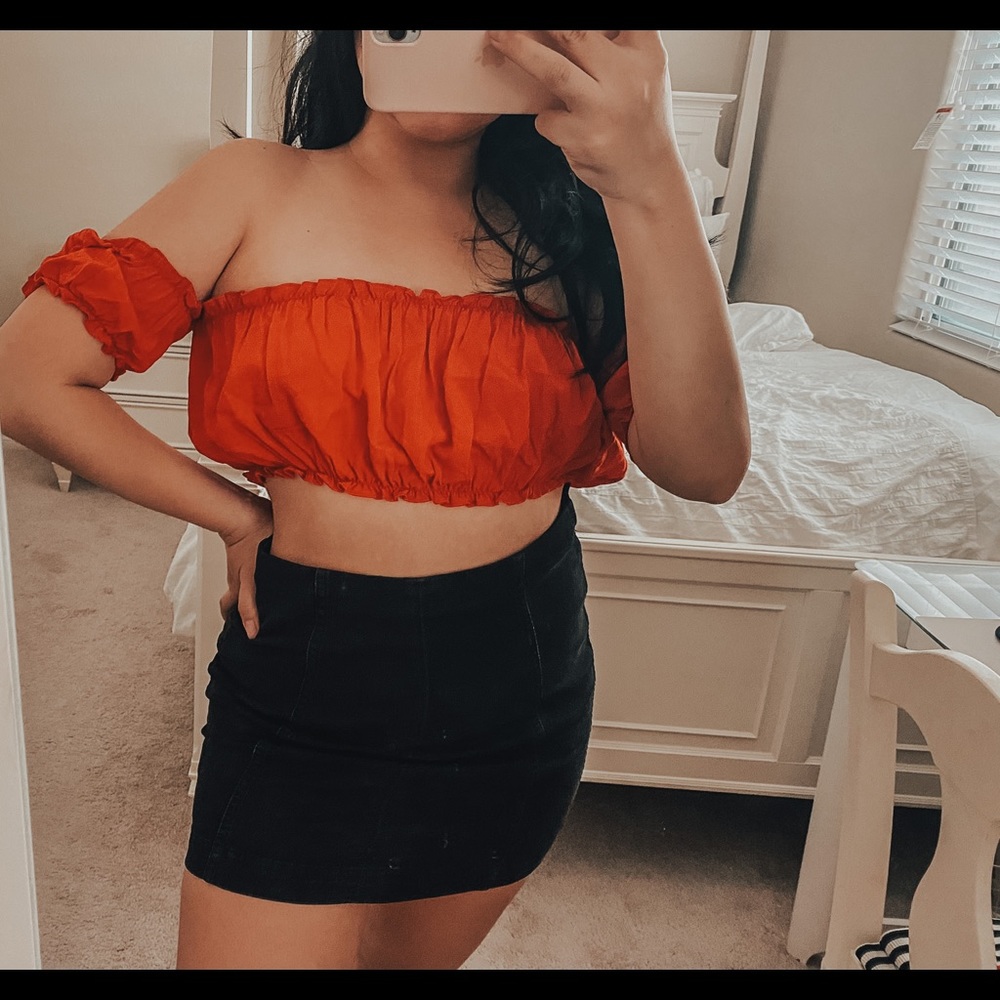 Red Ruched Crop Top